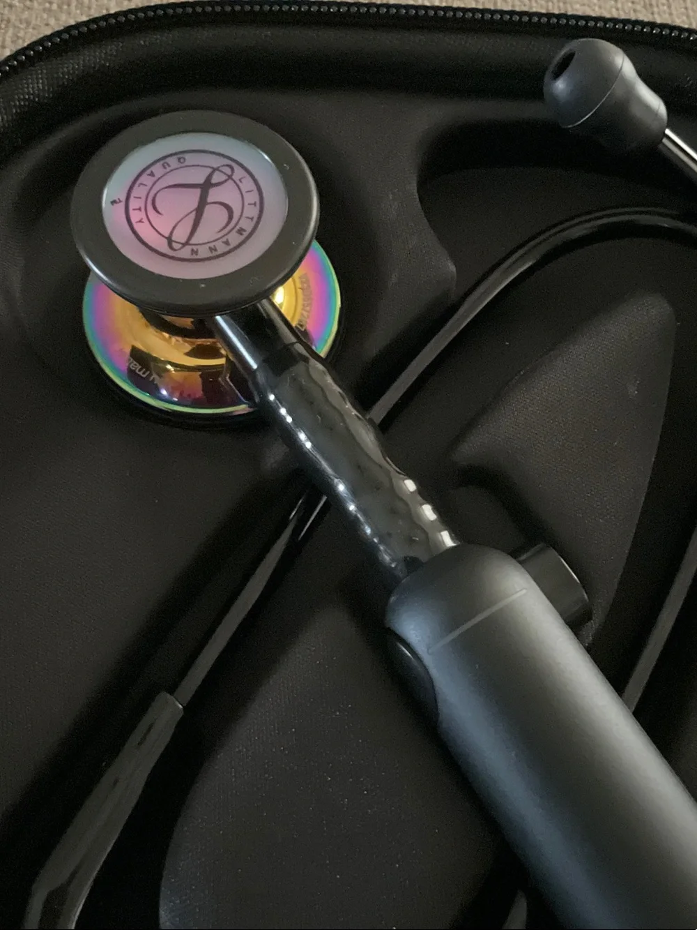 Littmann CORE Digital Stethoscope in Black with Rainbow Chestpiece